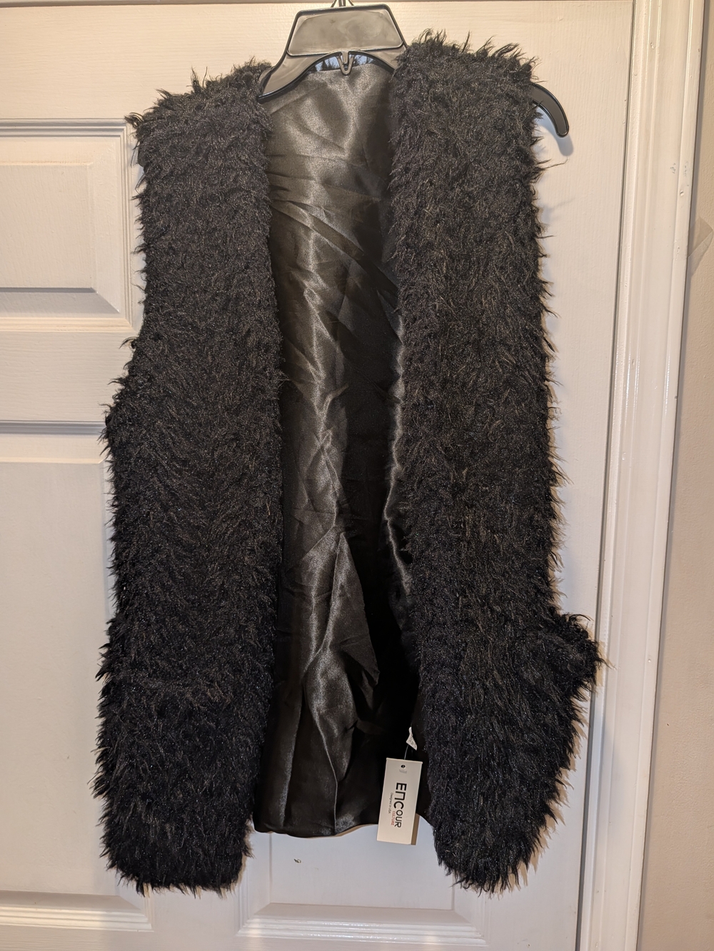 Black Faux Fur Sleeveless Vest - Women's Layering Coat